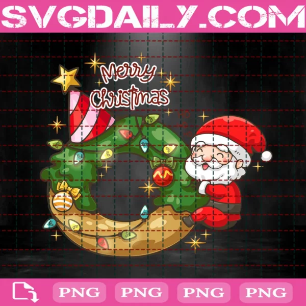Little Santa Claus Hugs Christmas Donut Png