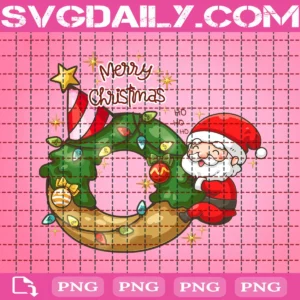 Little Santa Claus Hugs Christmas Donut Png