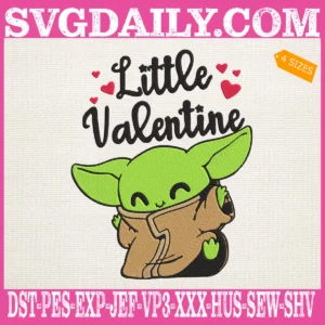 Little Valentine Baby Yoda Embroidery Files