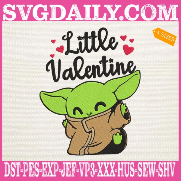 Little Valentine Baby Yoda Embroidery Files