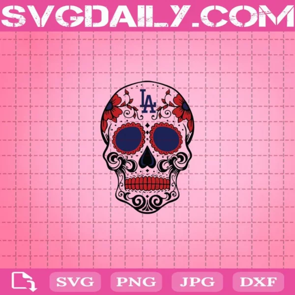 Los Angeles Dodgers Dia De Los Muertos Skull Svg