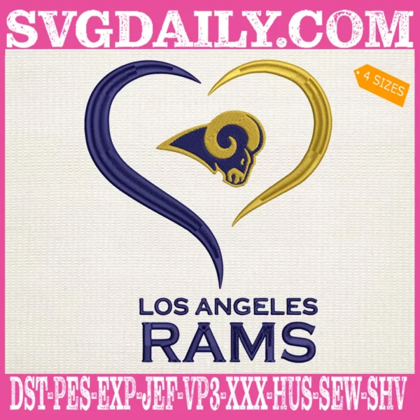 Los Angeles Rams Heart Embroidery Files