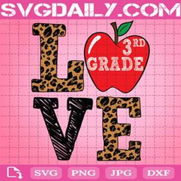 Love 3Rd Grade Apple Svg