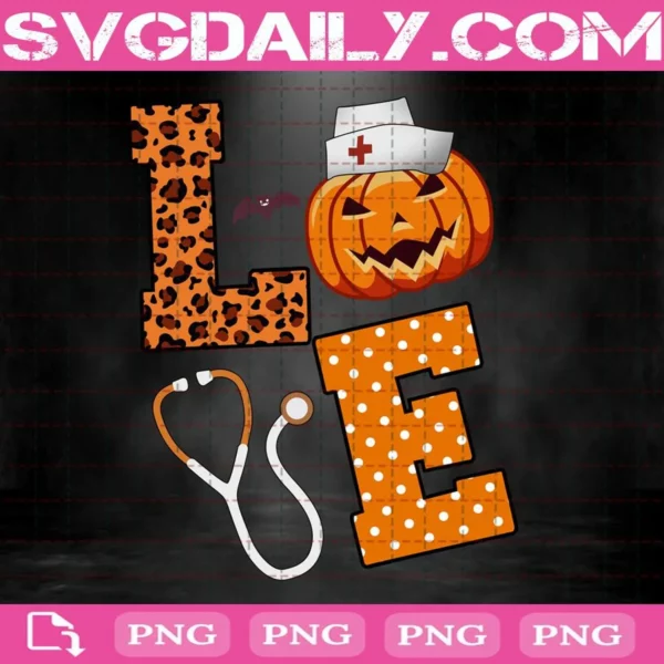 Love Nurse Halloween Pumpkin Stethoscope Png