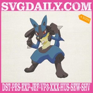 Lucario Pokemon Embroidery Design