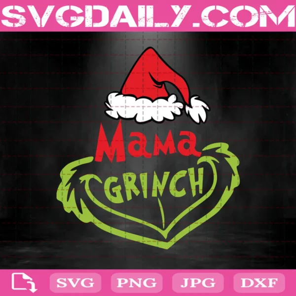 Mama Grinch Santa Hat Svg