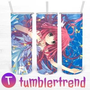 Manga Girl Floating On Water With Butterflies 20oz Skinny Tumbler