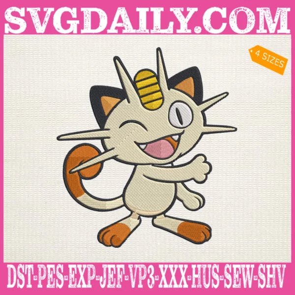 Meowth Pokemon Embroidery Design