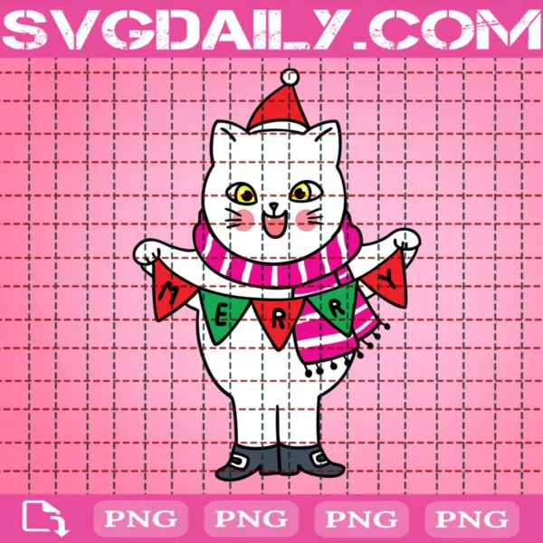 Merry Cat Png, Merry Christmas Png