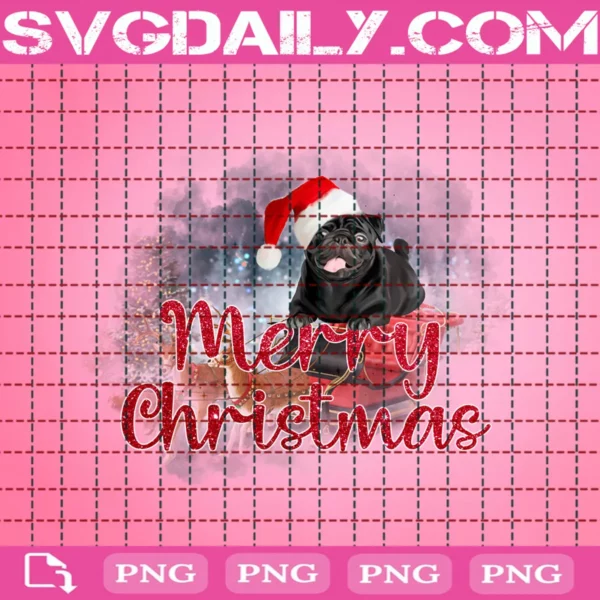 Merry Christmas Black Pug Png