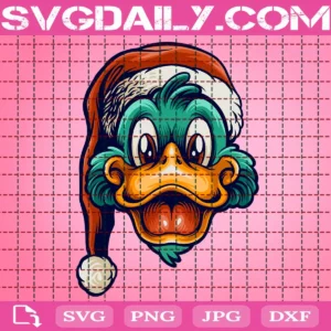 Merry Christmas Cute Duck Mascot With Santa Hat Svg