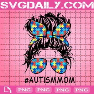 Messy Bun Autism Mom Png