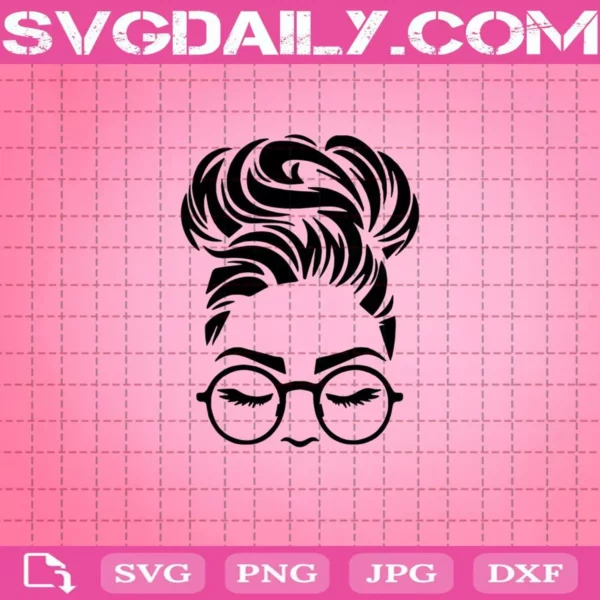 Messy Bun With Glasses Svg