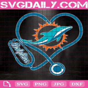 Miami Dolphins Heart Stethoscope Svg