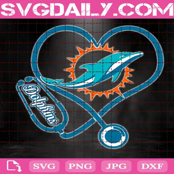 Miami Dolphins Heart Stethoscope Svg