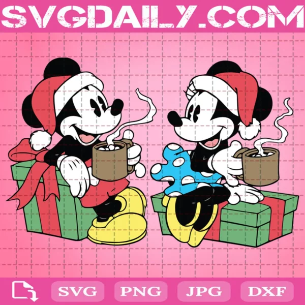 Mickey And Minnie Christmas Coffee Svg