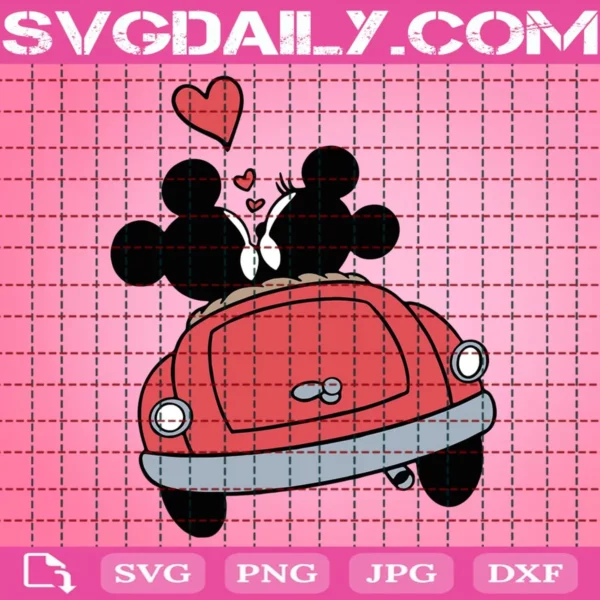 Mickey Minnie Car Kissing Svg
