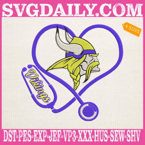 Minnesota Vikings Heart Stethoscope Embroidery Files