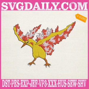 Moltres Pokemon Embroidery Design