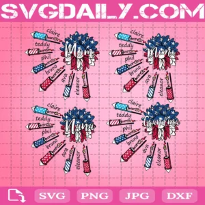 Mom With Flower Rocket Usa Flag Svg Bundle