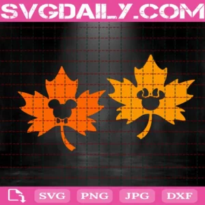 Mouse Heads Svg, Cute Autumn Leaves Svg