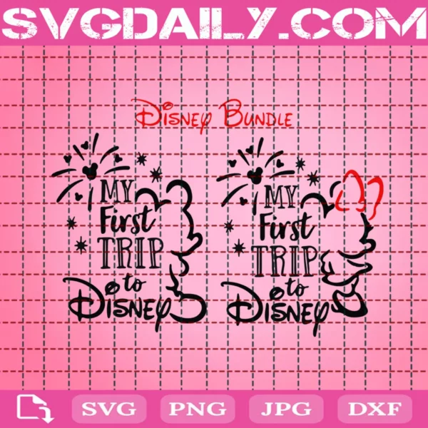 My First Trip To Disney Minnie Mickey Bundle Svg