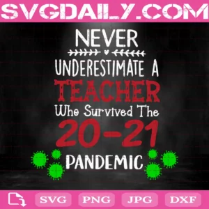 Never Underestimate A Teacher Who Survived 20-21 Pandemic Svg