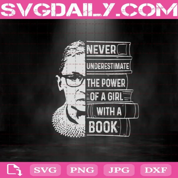 Never Underestimate The Power Of A Girl With A Book Svg