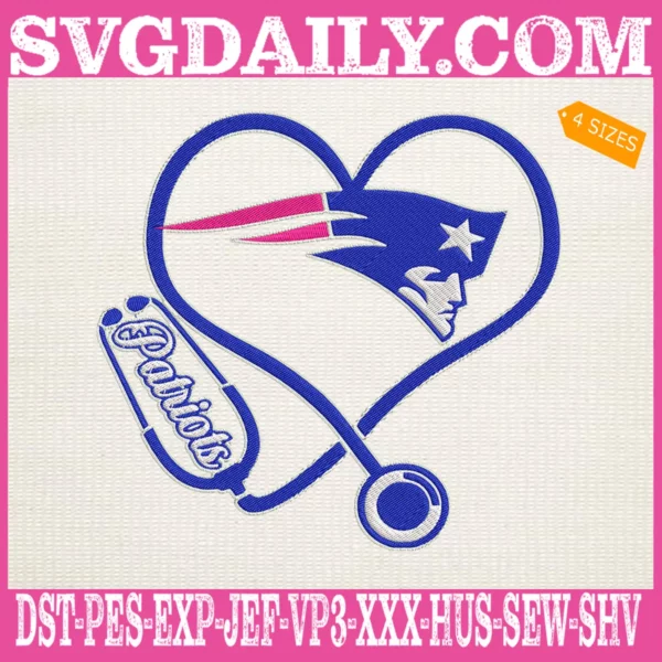 New England Patriots Heart Stethoscope Embroidery Files