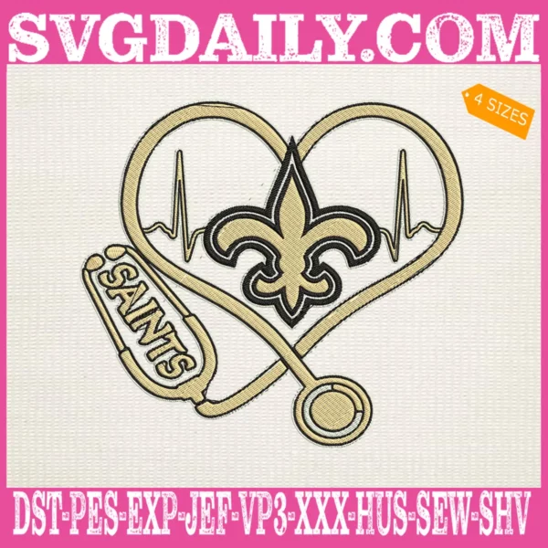 New Orleans Saints Heart Stethoscope Embroidery Files