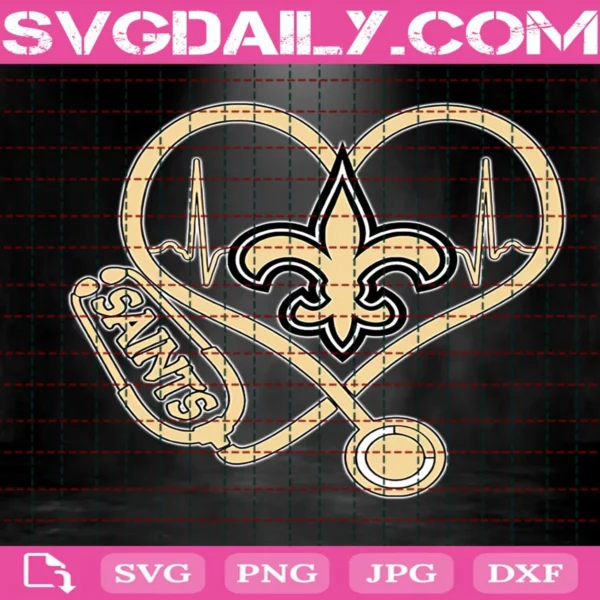New Orleans Saints Heart Stethoscope Svg