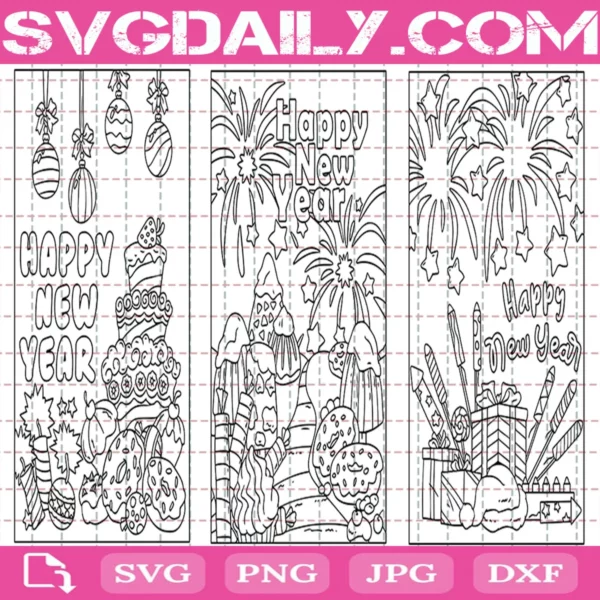 New Year'S Eve Coloring Pages Svg Bundle Free