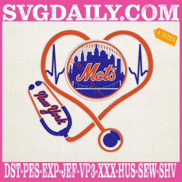 New York Mets Nurse Stethoscope Embroidery Files