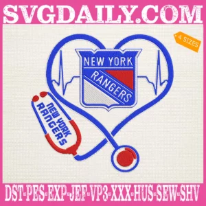 New York Rangers Heart Stethoscope Embroidery Files
