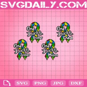One Lucky Family Autism Svg Bundle