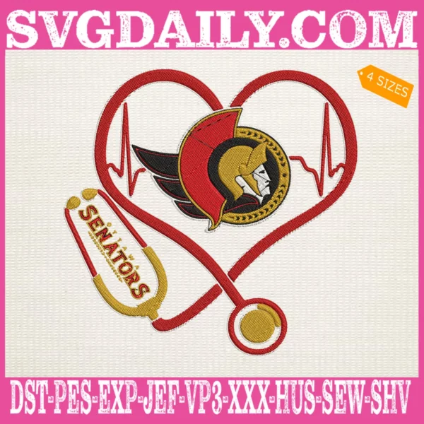 Ottawa Senators Heart Stethoscope Embroidery Files