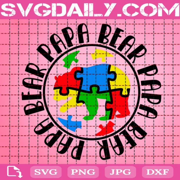 Papa Bear Svg, Autism Svg