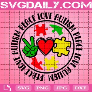 Peace Love Autism Svg