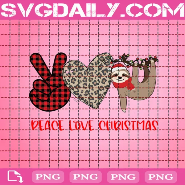 Peace Love Christmas Cute Sloth Png
