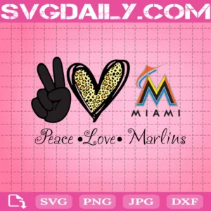 Peace Love Miami Marlins Svg