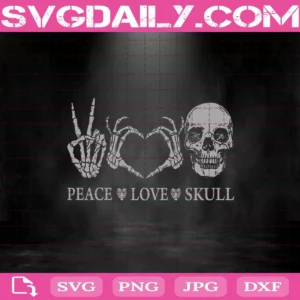 Peace Love Skull Svg