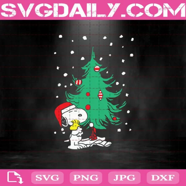 Peanuts Snoopy Holiday Christmas Tree Svg