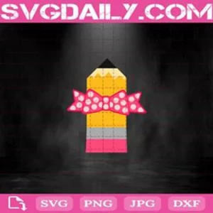 Pencil With Bow Svg