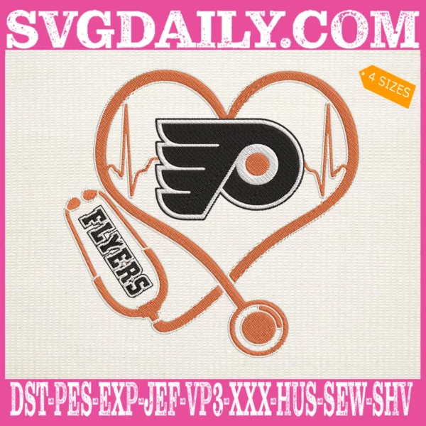 Philadelphia Flyers Heart Stethoscope Embroidery Files