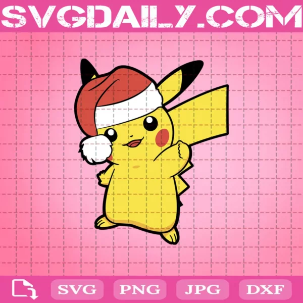 Pikachu Wearing Santa Claus Hat Svg