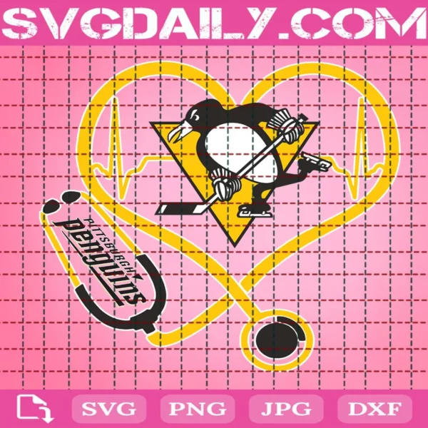 Pittsburgh Penguins Heart Stethoscope Svg