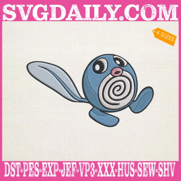 Poliwag Pokemon Embroidery Design