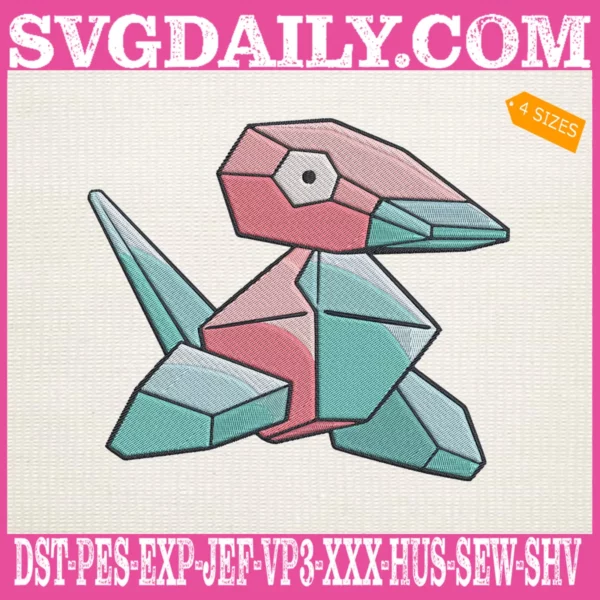 Porygon Pokemon Embroidery Design