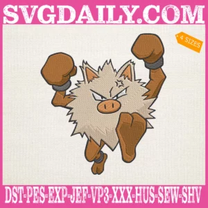 Primeape Pokemon Embroidery Design