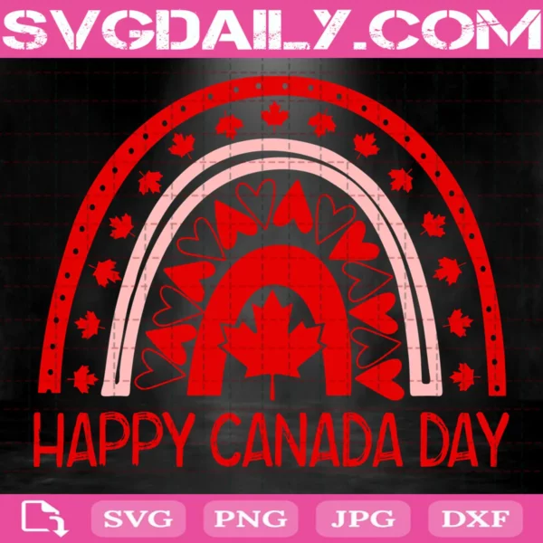 Rainbow Canada Maple Leaf Happy Canada Day Svg